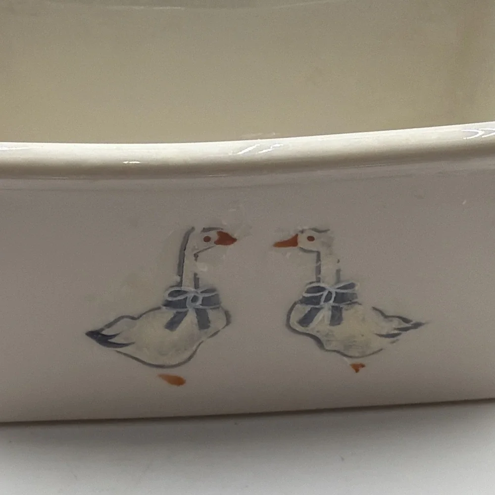 Vintage Geese & Ribbon Small Casserole Baking Dish Mini Loaf Pan USA